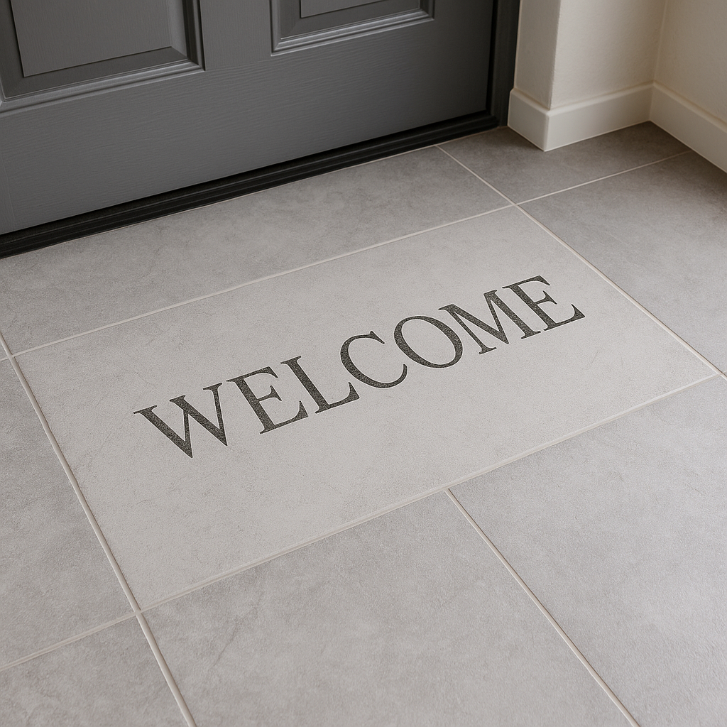 Willkommensfliese im Eingangsbereich